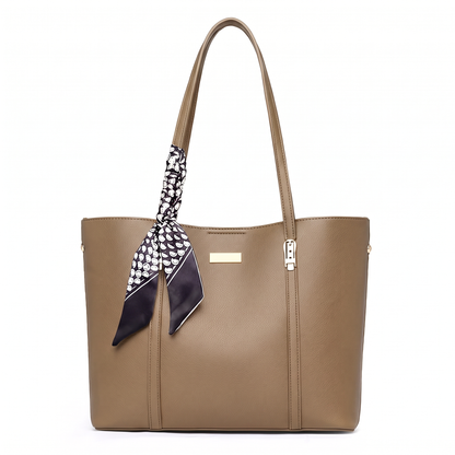 Sunoire autumn new large capacity tote bag women pu zipper fashionable handbag distinctive polyester lining colorway khaki