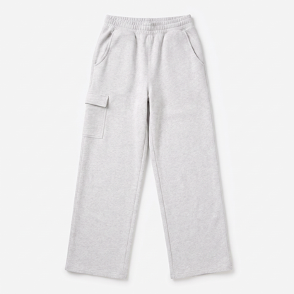 Sunoire autumn winter women fashionable loose pocket high waist straight cotton polyester trousers baggy clothes cargo pants for women garment flatlay 01