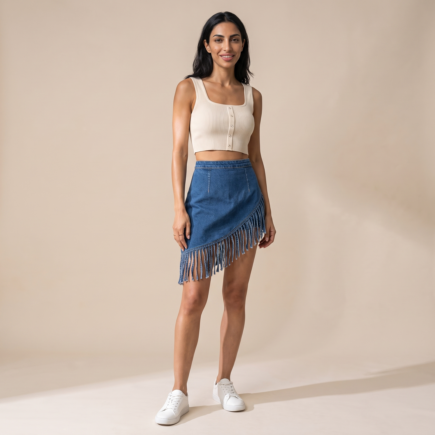 Sunoire ava blue denim skirt front hero 01