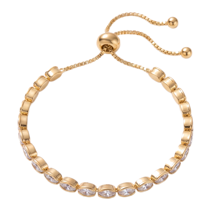 Sunoire women s tennis bracelet 4 mm 5 mm crystal cz iced cubic zirconia square tennis chain fashionable gold plated featuring pearls 01 flatlay gold oval