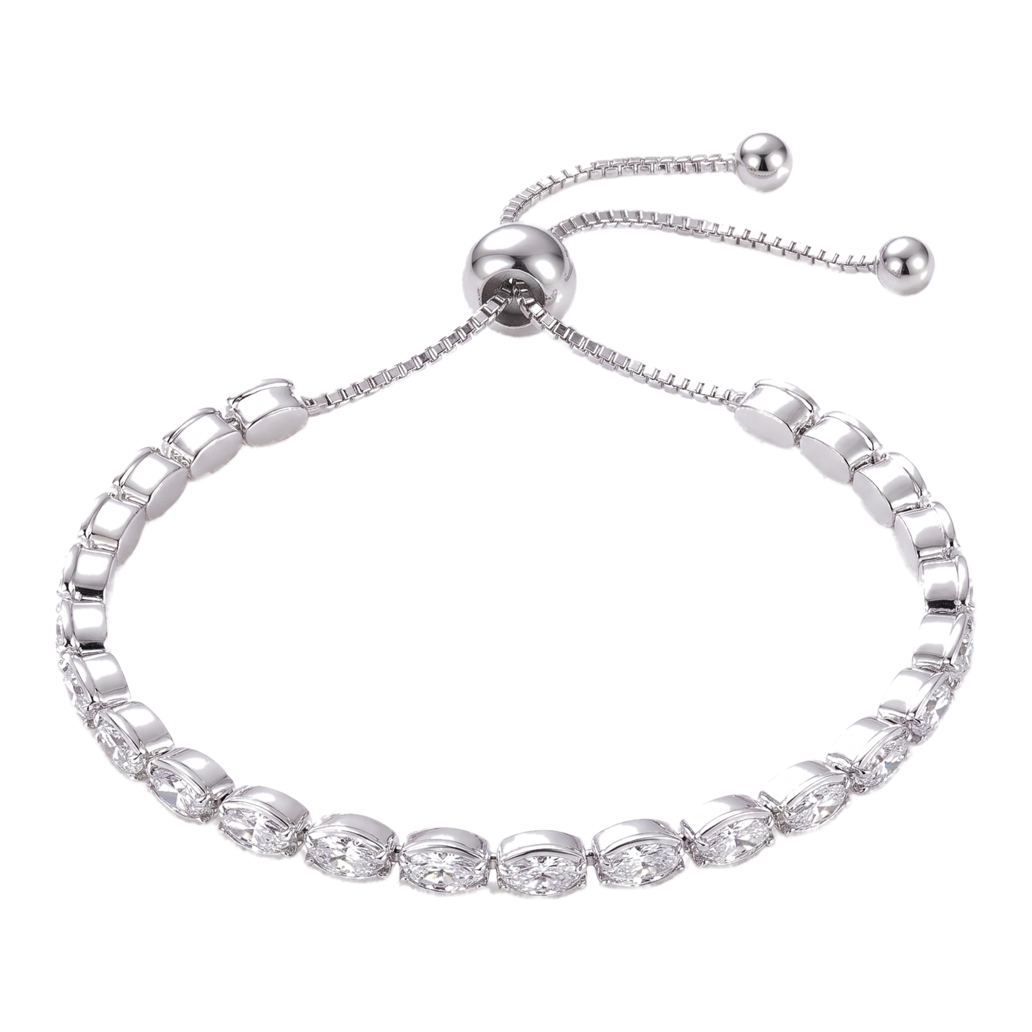 Sunoire women s tennis bracelet 4 mm 5 mm crystal cz iced cubic zirconia square tennis chain fashionable gold plated featuring pearls 03 flatlay silver oval