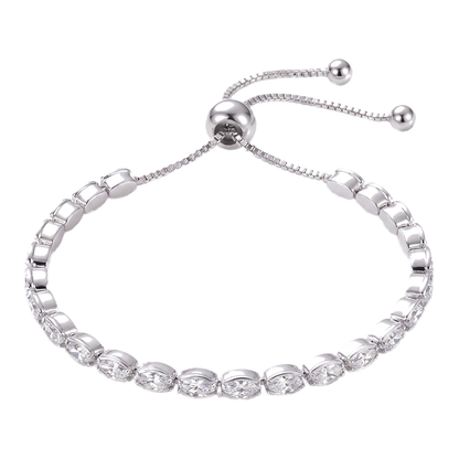 Sunoire women s tennis bracelet 4 mm 5 mm crystal cz iced cubic zirconia square tennis chain fashionable gold plated featuring pearls 03 flatlay silver oval