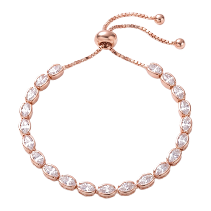 Sunoire women s tennis bracelet 4 mm 5 mm crystal cz iced cubic zirconia square tennis chain fashionable gold plated featuring pearls 04 flatlay rose gold oval
