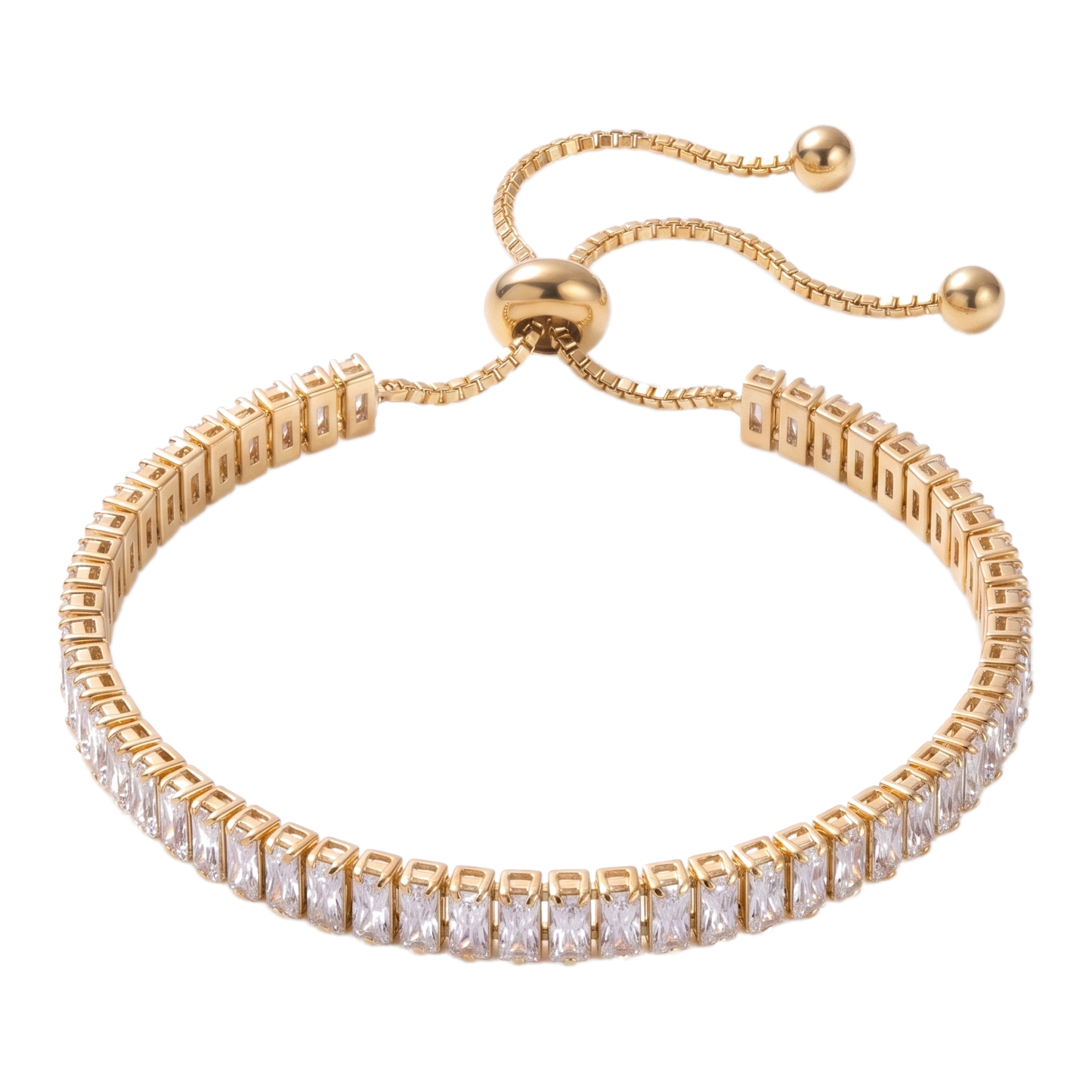Sunoire women s tennis bracelet 4 mm 5 mm crystal cz iced cubic zirconia square tennis chain fashionable gold plated featuring pearls 05 flatlay gold baguette