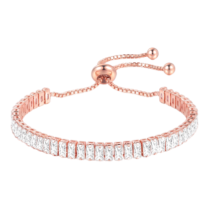 Sunoire women s tennis bracelet 4 mm 5 mm crystal cz iced cubic zirconia square tennis chain fashionable gold plated featuring pearls 07 flatlay rose gold baguette