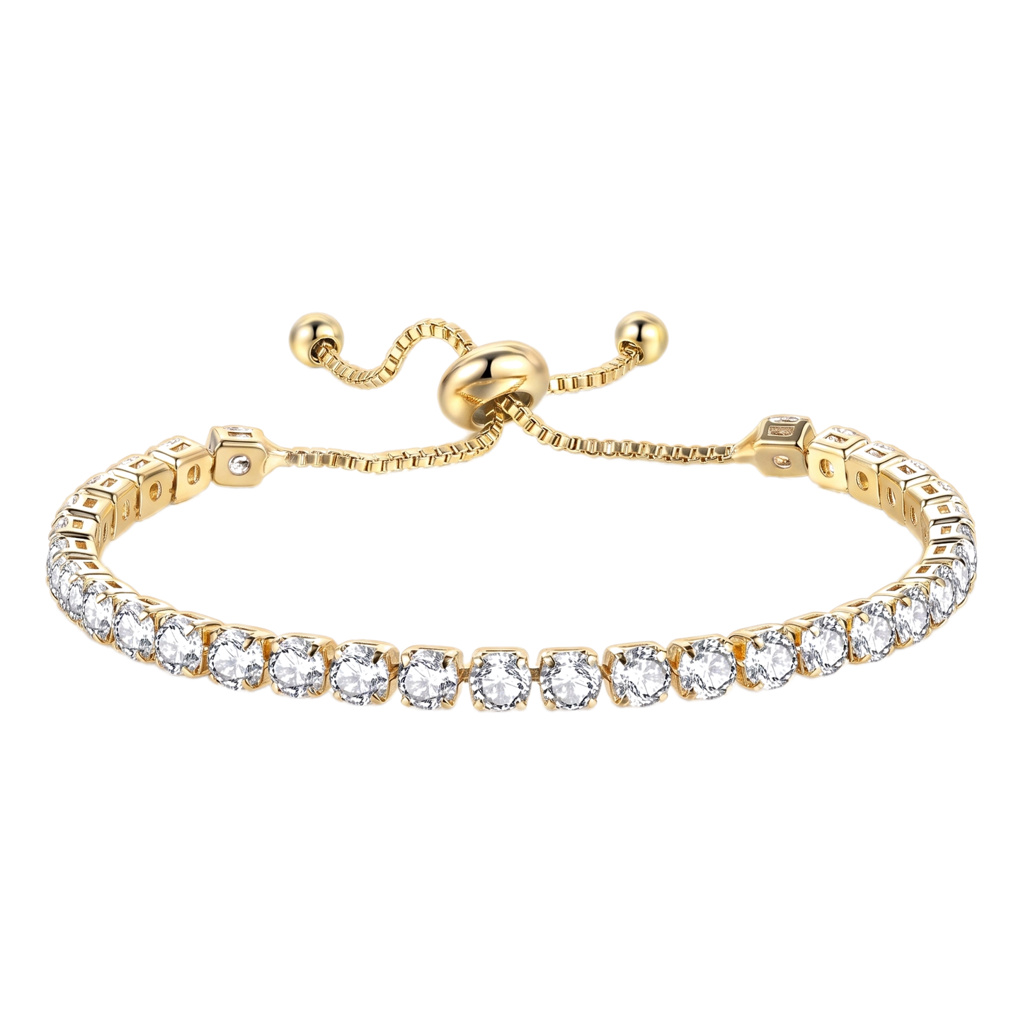 Sunoire women s tennis bracelet 4 mm 5 mm crystal cz iced cubic zirconia square tennis chain fashionable gold plated featuring pearls 08 flatlay gold round