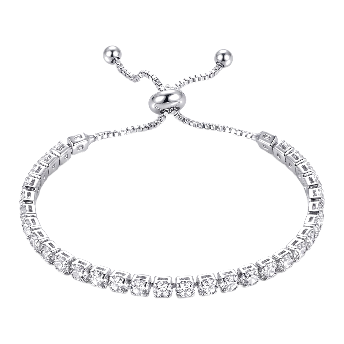 Sunoire women s tennis bracelet 4 mm 5 mm crystal cz iced cubic zirconia square tennis chain fashionable gold plated featuring pearls 09 flatlay silver round