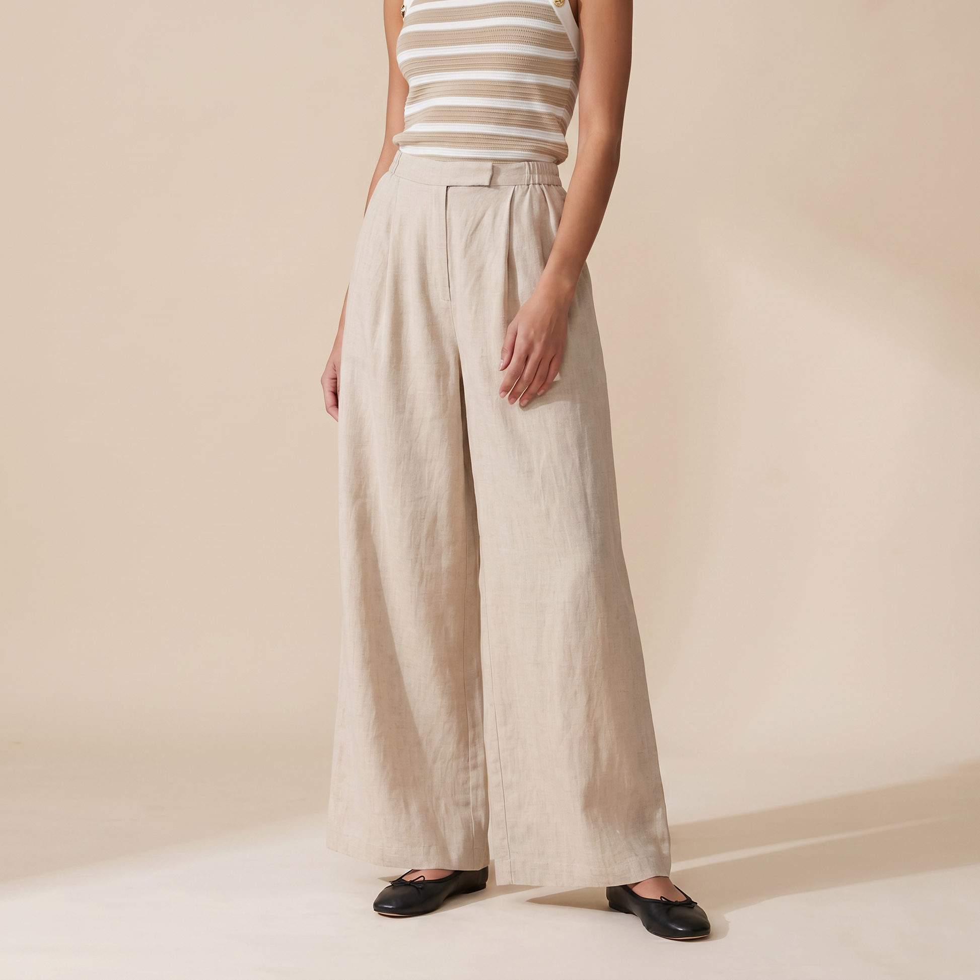 Sunoire avital linen pants bottom front crop 01