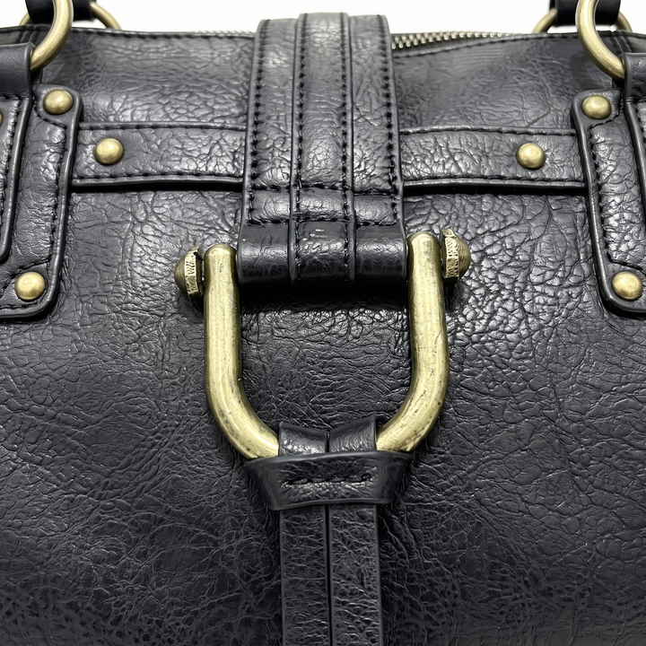 Women's Faux Leather Padlock Bowling Bag, D-ring close-up