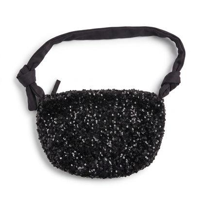 Sunoire bag 02 sequin hobo colorway black garment flatlay 01