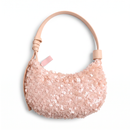 Sunoire bag 02 sequin hobo colorway pink garment flatlay 01