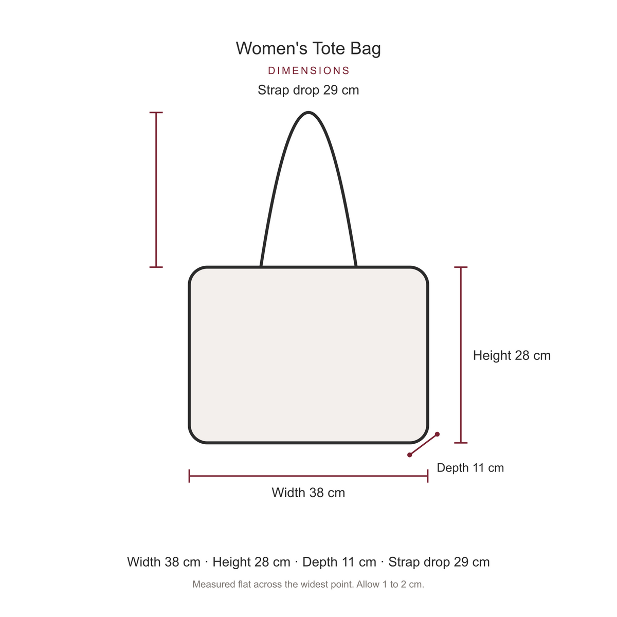Women's Tote Bag, dimensions