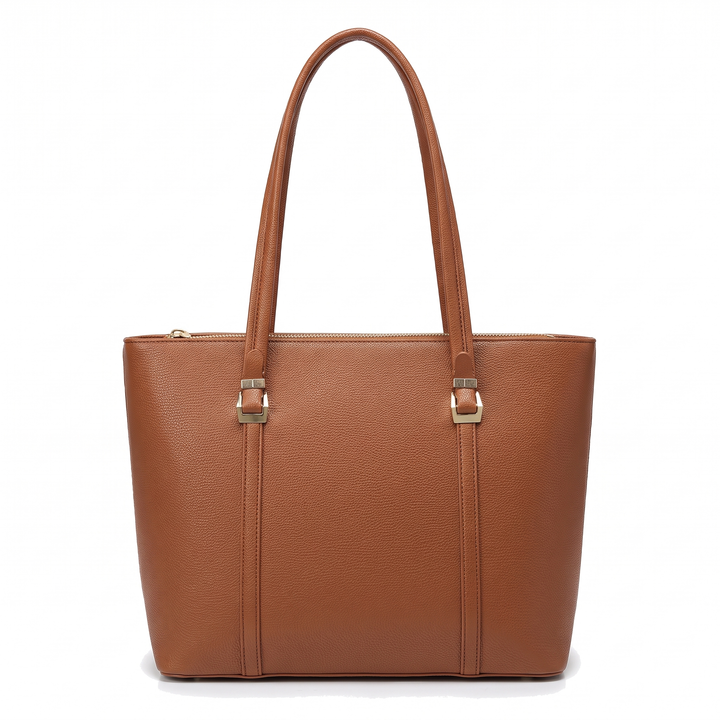 Women's Tote Bag – Black Everyday Casual Shopper Tote — Cognac