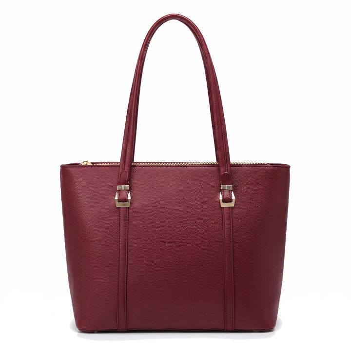 Women's Tote Bag – Black Everyday Casual Shopper Tote — Wine Red