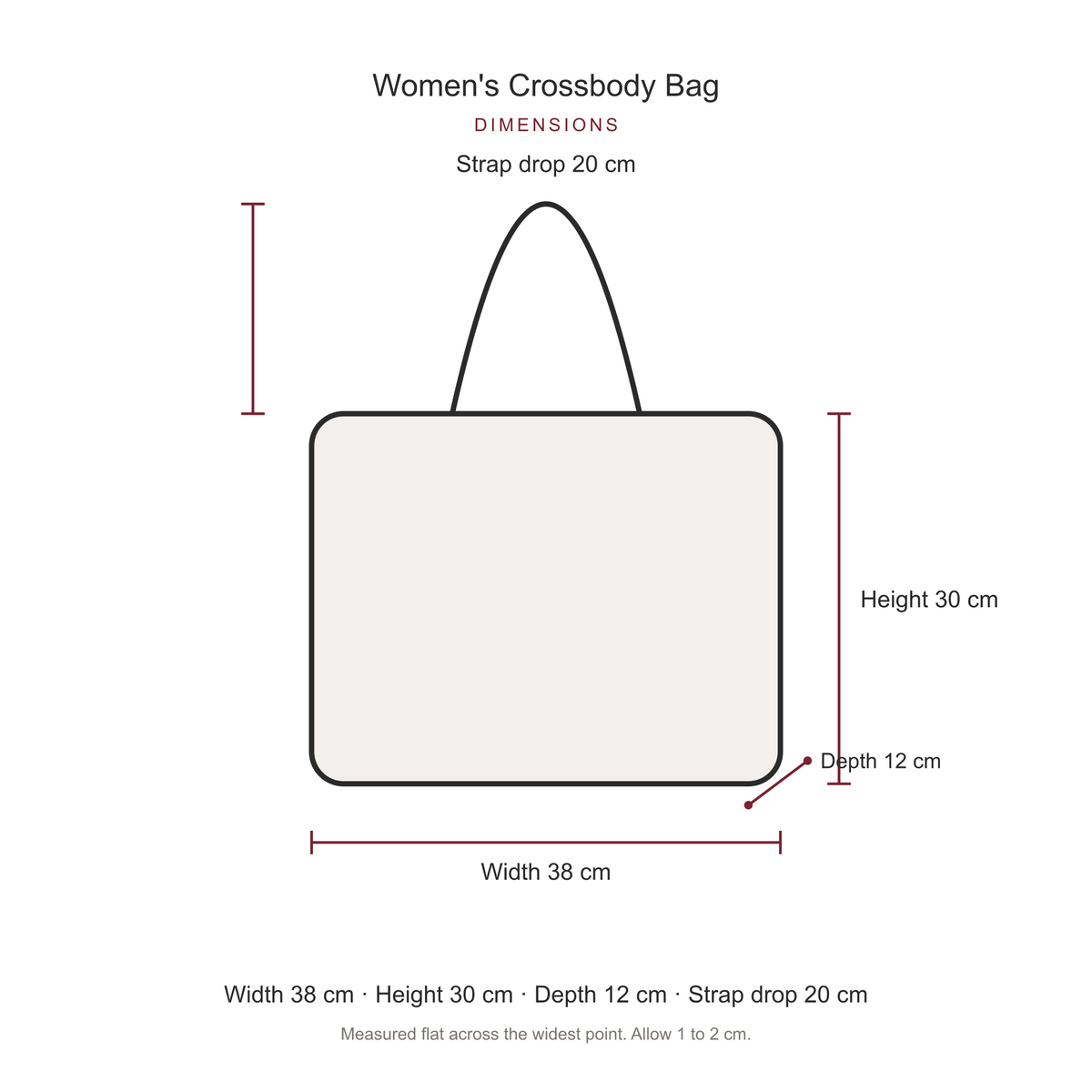 Women's Crossbody Bag, dimensions
