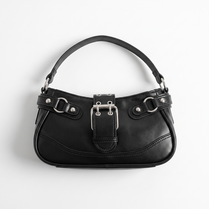 Women's Baguette Bag – Leopard Everyday Casual Shoulder Bag — Black