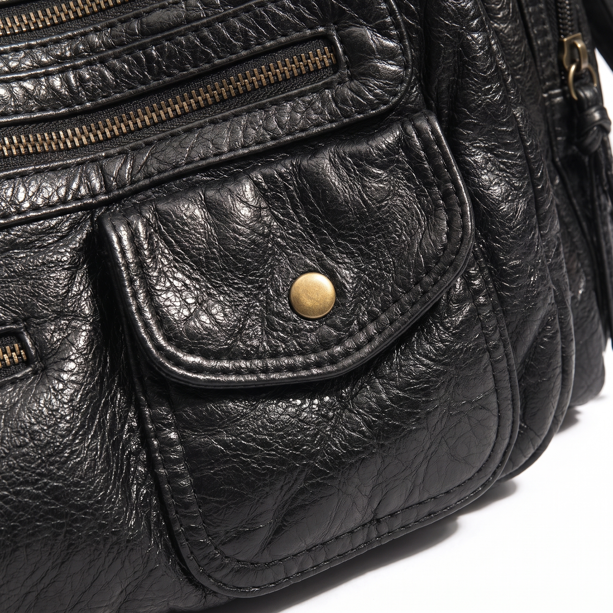 Women's Multi-Pocket Shoulder Bag, hardware close-up