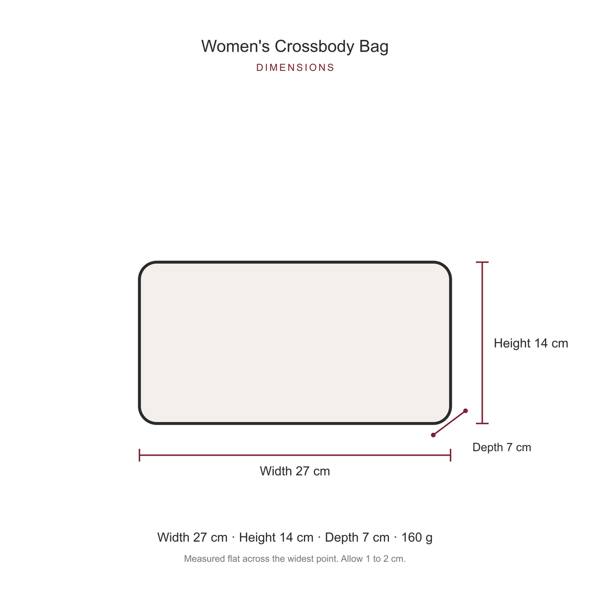 Women's Crossbody Bag, dimensions
