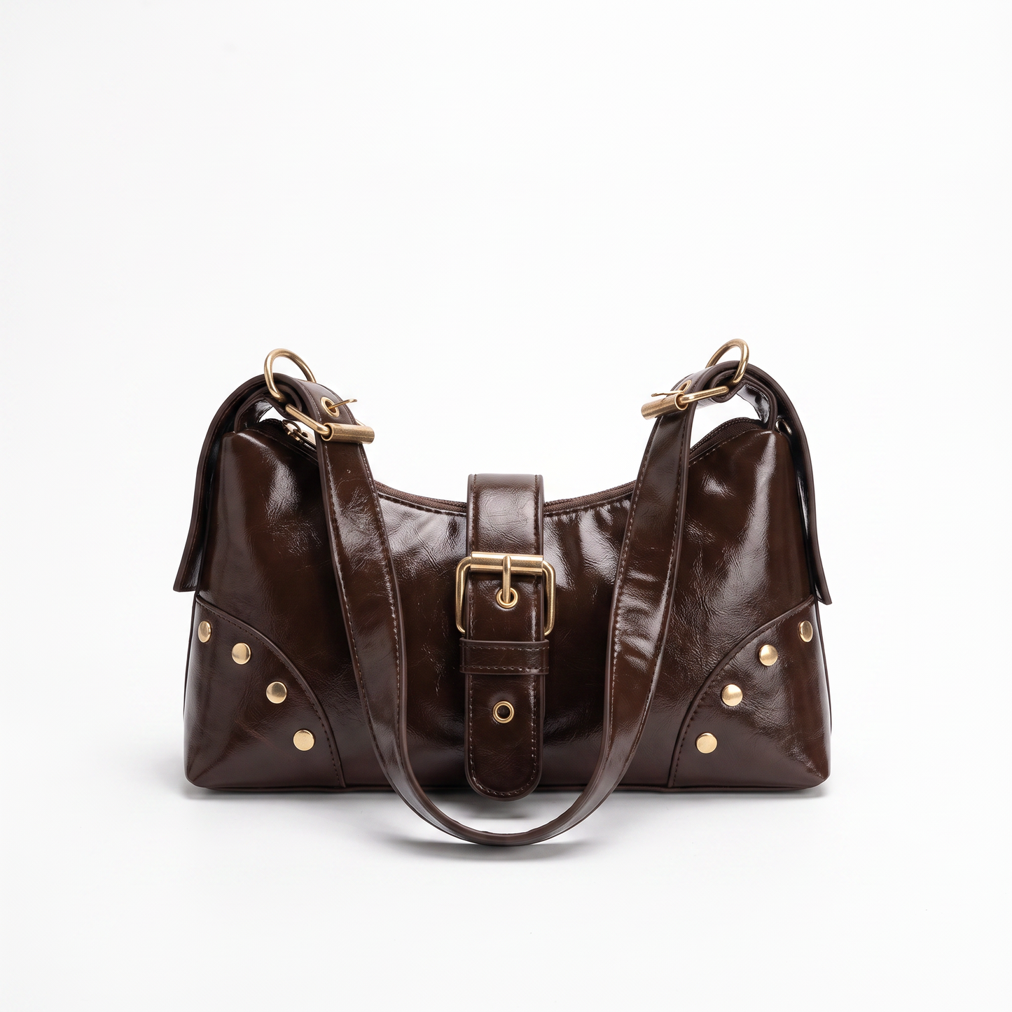 Sunoire bag 14 y2k studded shoulder colorway coffee garment flatlay 01