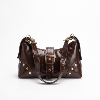 Sunoire bag 14 y2k studded shoulder colorway coffee garment flatlay 01