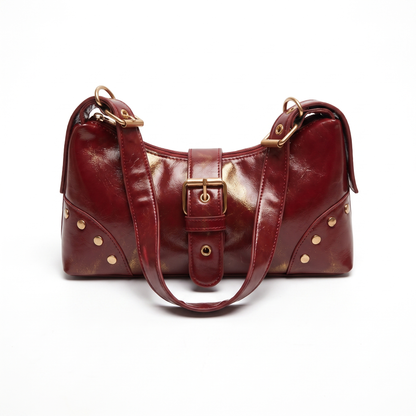 Sunoire bag 14 y2k studded shoulder colorway red garment flatlay 01
