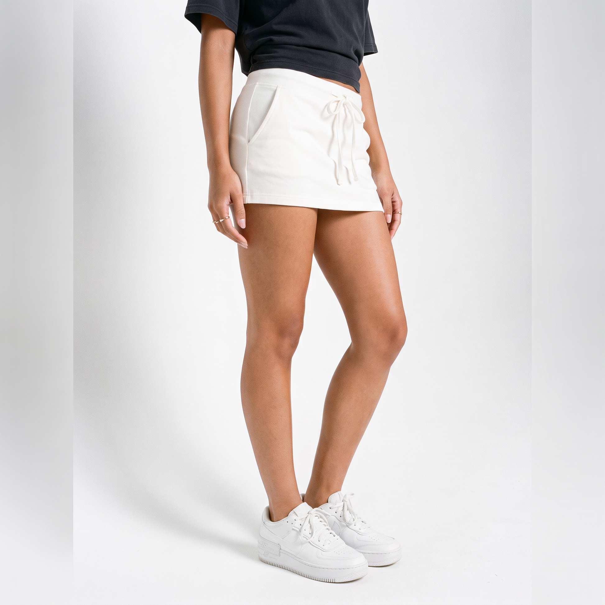 Sunoire bayside cotton tie waist micro skort bottom crop 3q 01