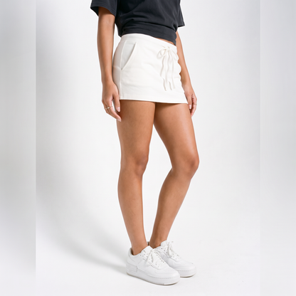 Sunoire bayside cotton tie waist micro skort bottom crop 3q 01