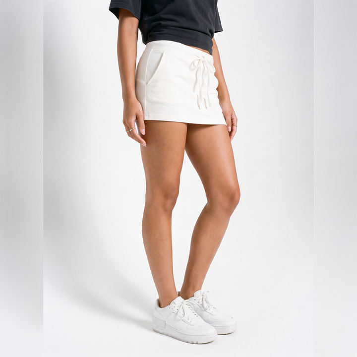 Sunoire bayside cotton tie waist micro skort bottom crop 3q 01
