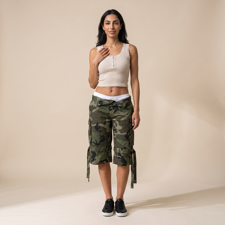 Sunoire bernice camo camo print shorts front hero 01