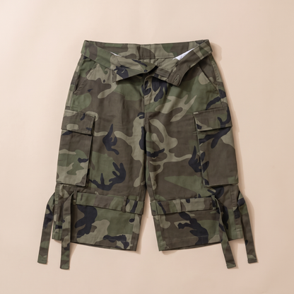 Sunoire bernice camo camo print shorts garment flatlay 01