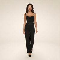 Sunoire black corset jumpsuit walking 01