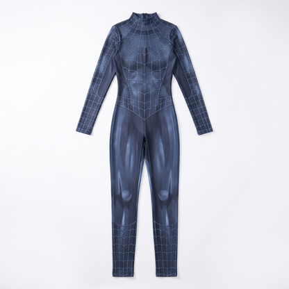 Sunoire black web print catsuit garment flatlay 01