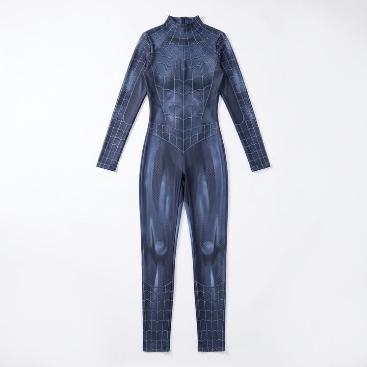 Sunoire black web print catsuit garment flatlay 01
