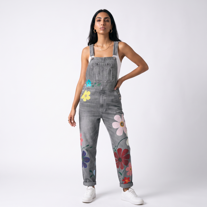 Sunoire bloemen tuinbroek jumpsuit rosie colorway gray front hero 01