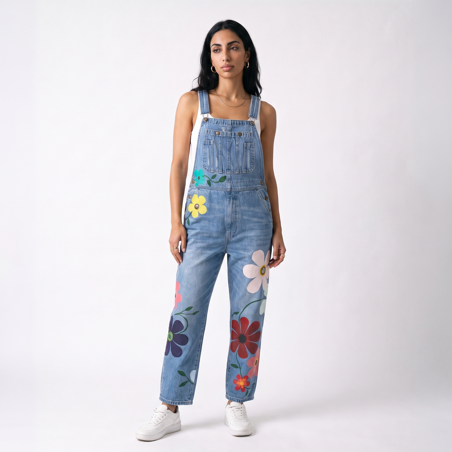 Sunoire bloemen tuinbroek jumpsuit rosie colorway light blue front hero 01