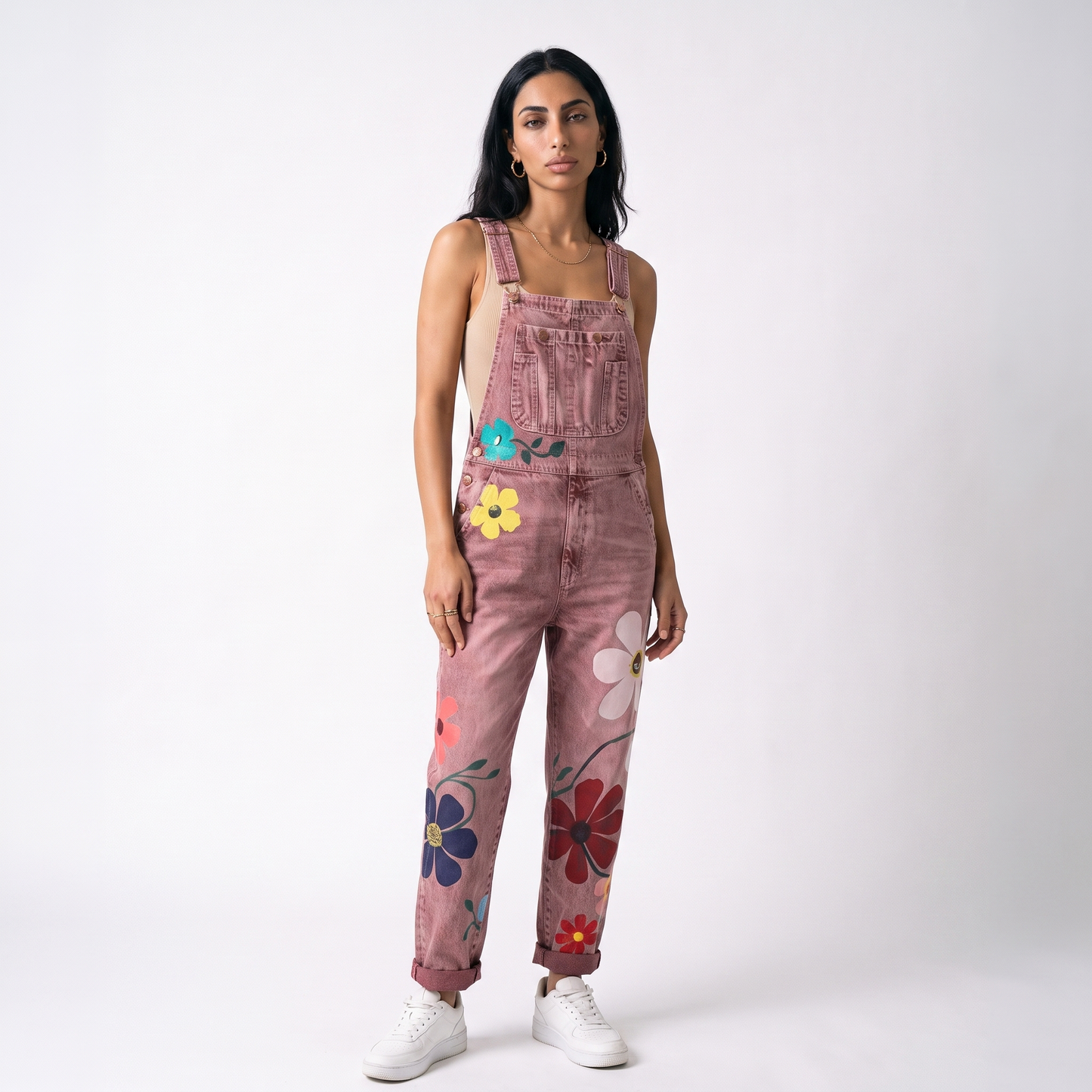 Sunoire bloemen tuinbroek jumpsuit rosie colorway pink front hero 01