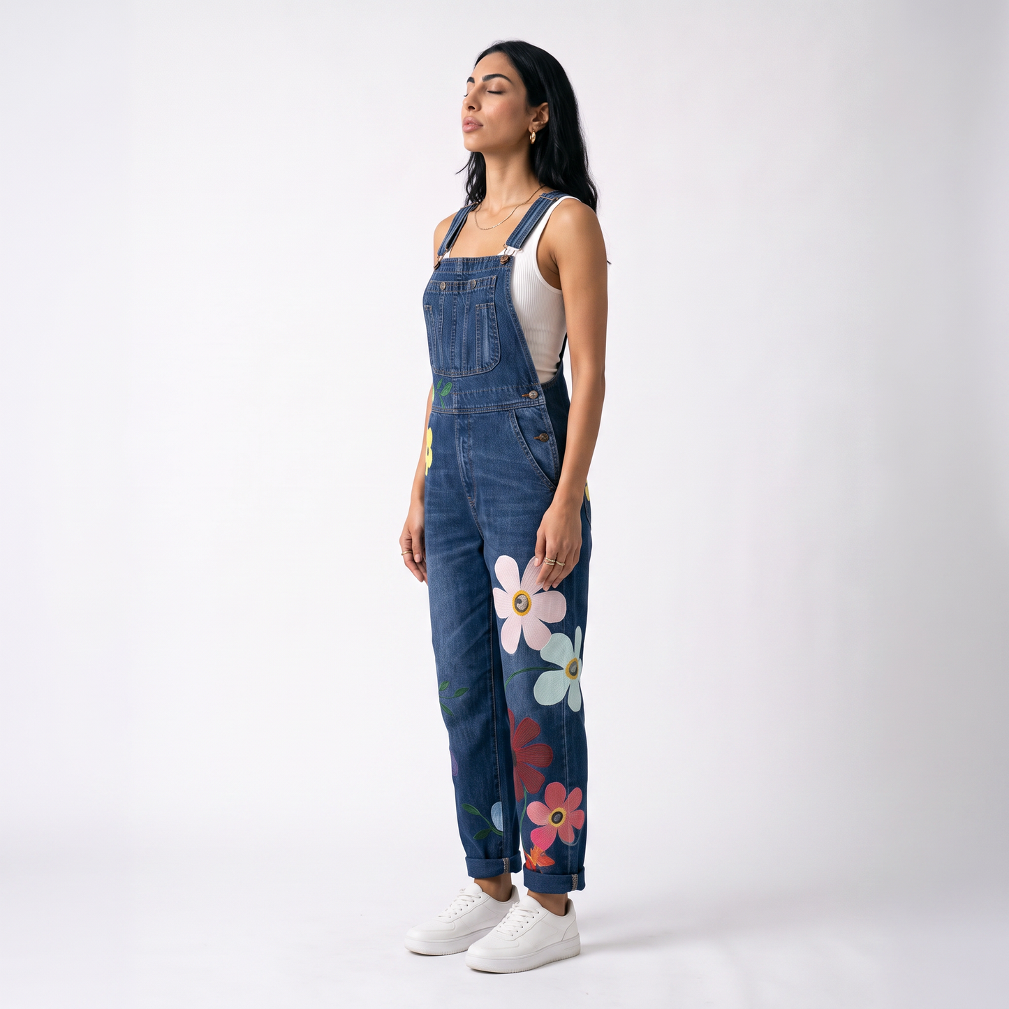 Sunoire bloemen tuinbroek jumpsuit rosie three quarter 01