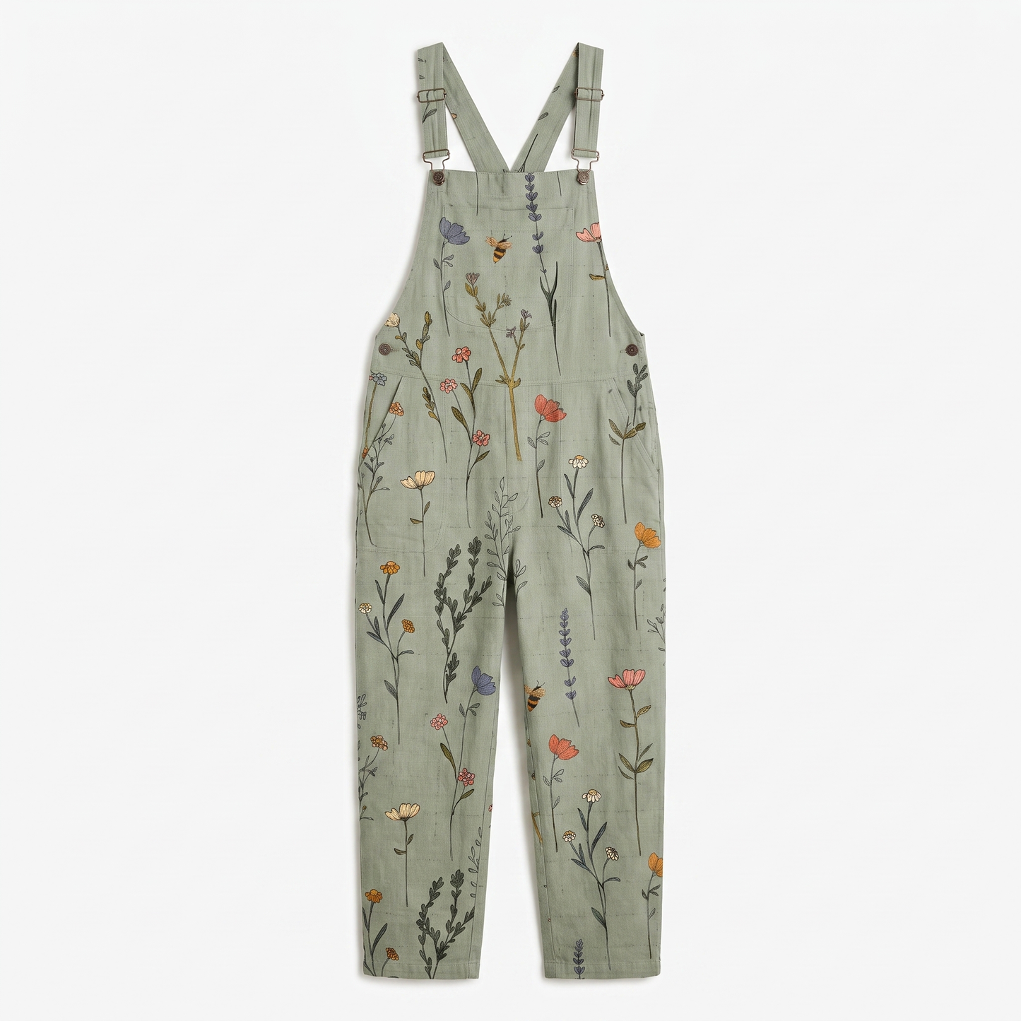 Sunoire bloemenprint tuinbroek dames mila garment flatlay 01