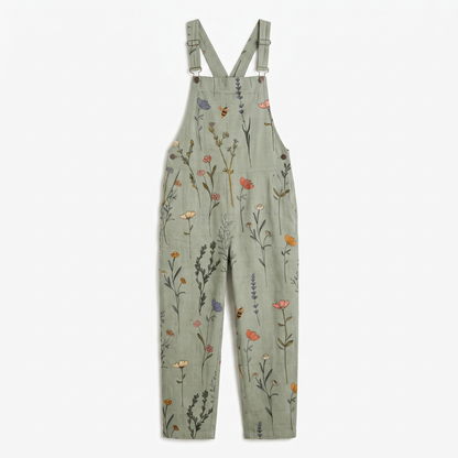 Sunoire bloemenprint tuinbroek dames mila garment flatlay 01