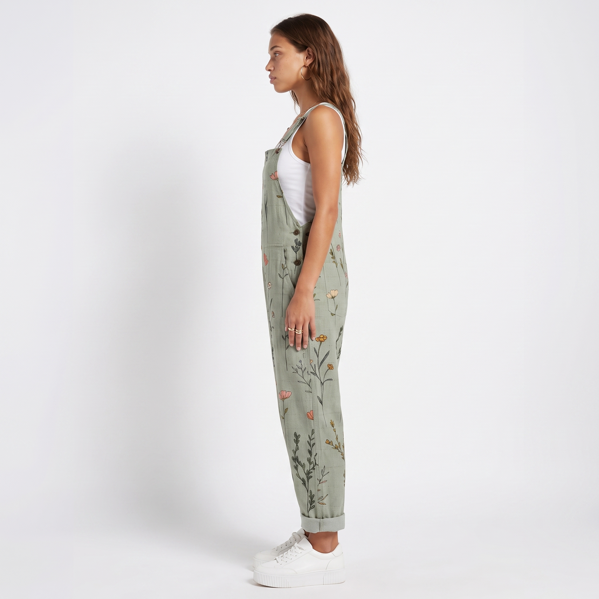 Sunoire bloemenprint tuinbroek dames mila side view 01