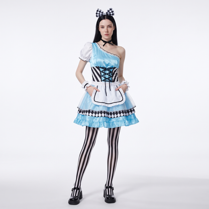 Sunoire blue lace up bodice carnival dress front hero 01
