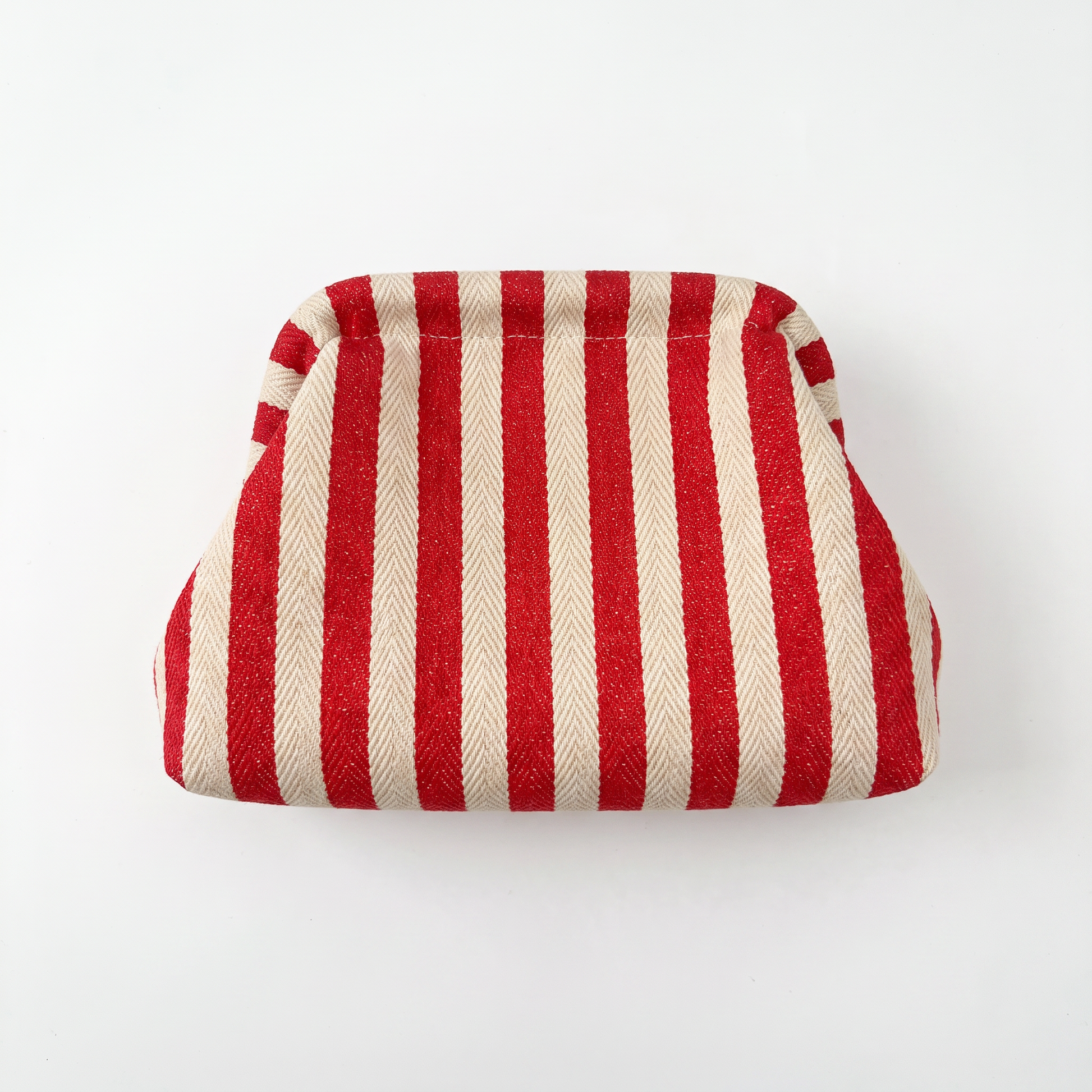 Sunoire brielle red stripe woven clutch bag 01 front