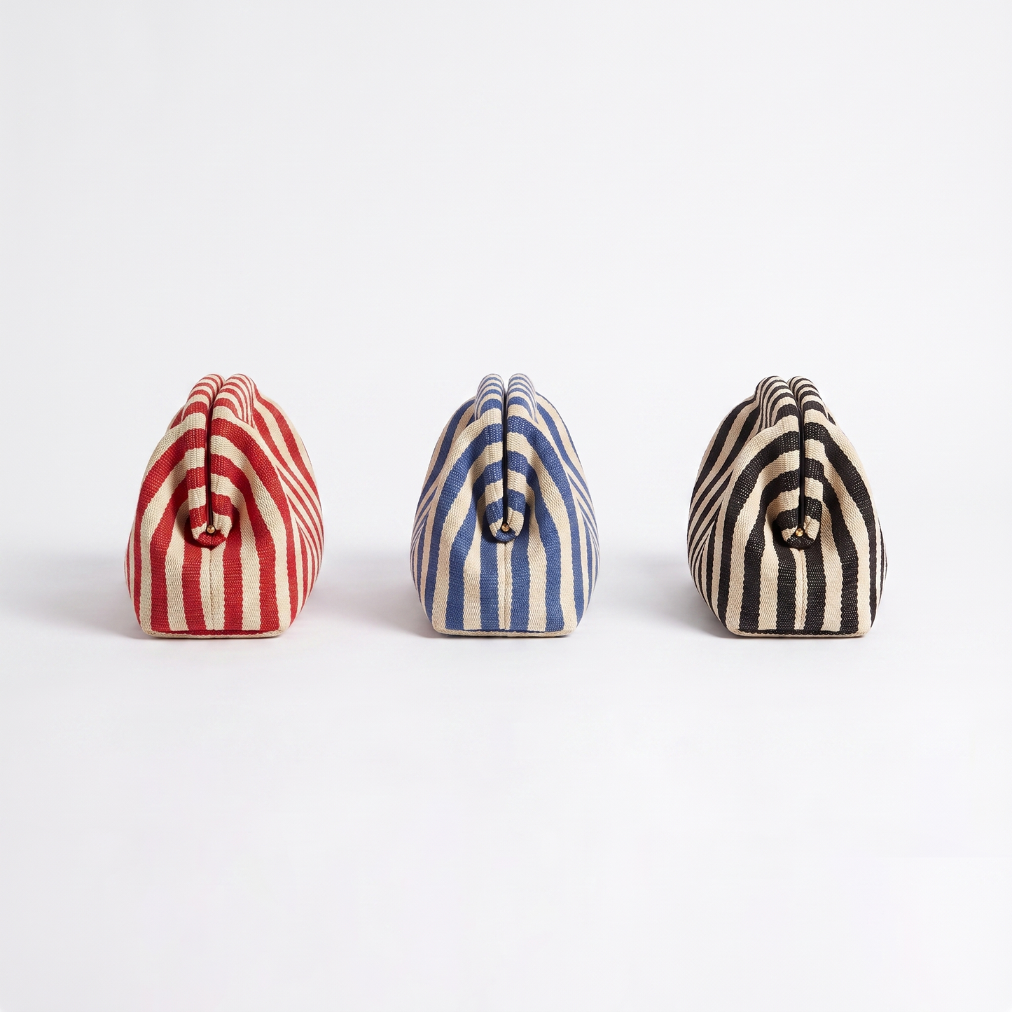 Sunoire brielle red stripe woven clutch bag collection flatlay