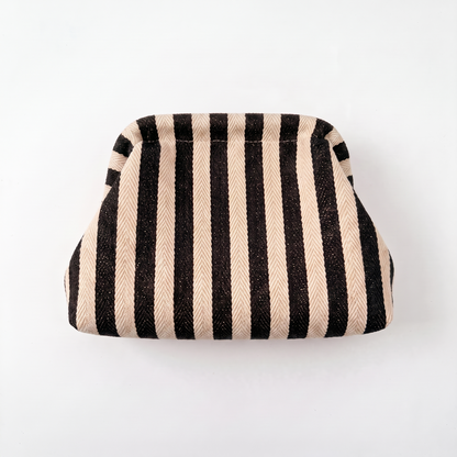 Sunoire brielle red stripe woven clutch bag colorway black