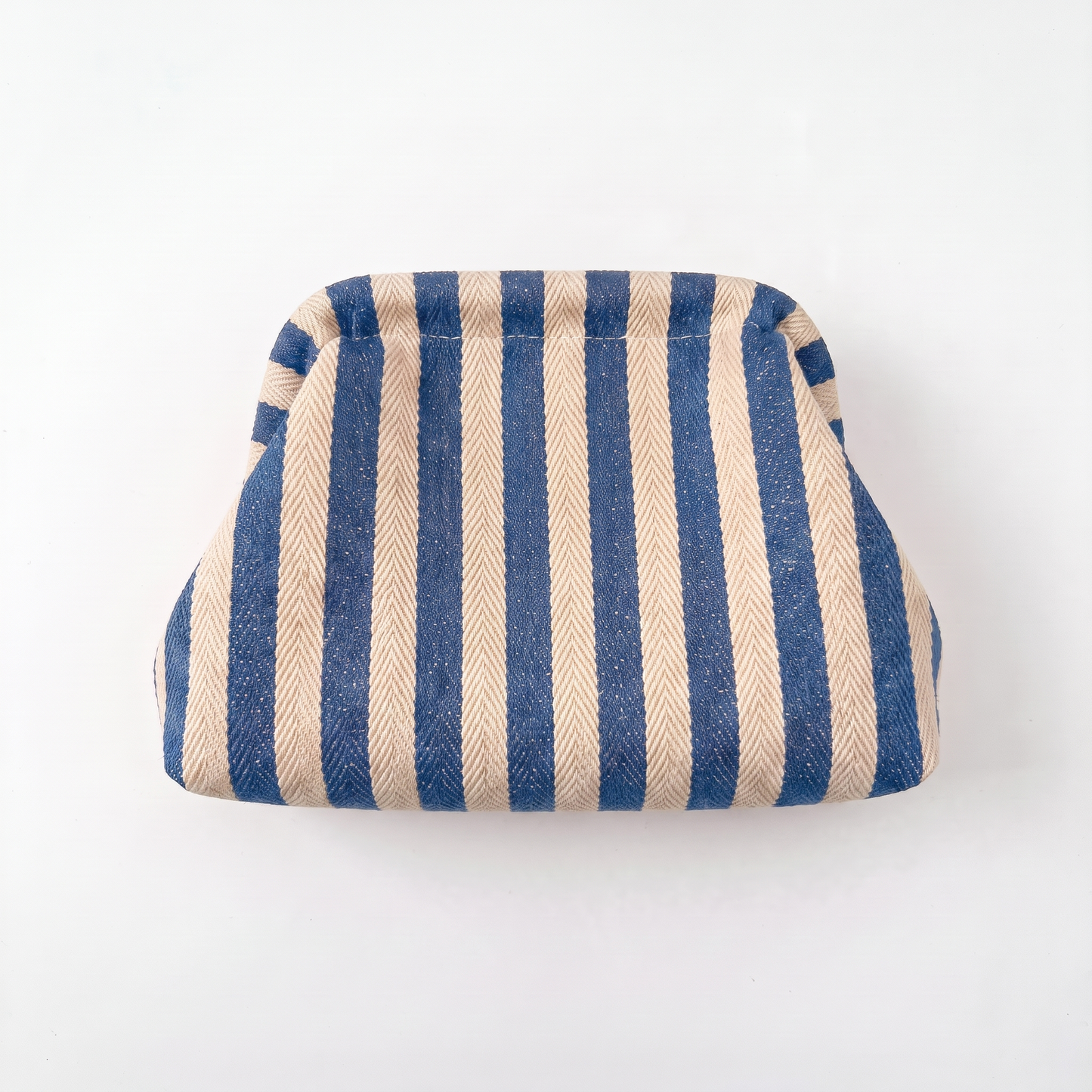 Sunoire brielle red stripe woven clutch bag colorway blue