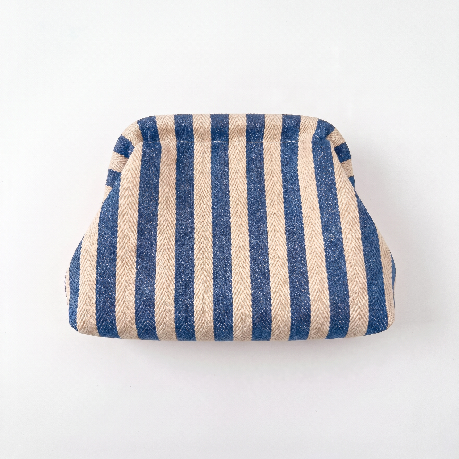 Sunoire brielle red stripe woven clutch bag colorway blue