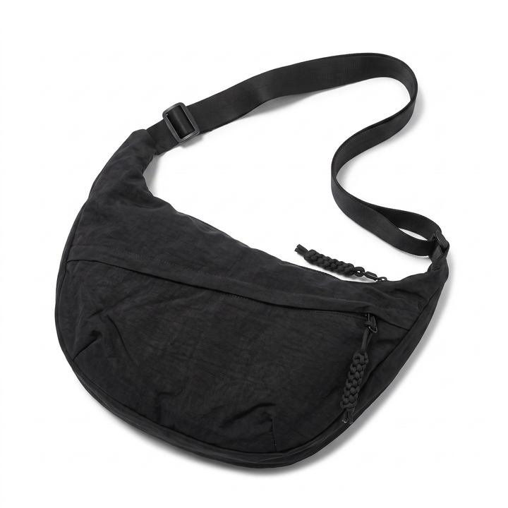 Sunoire camille black slouchy crossbody bag 01 front