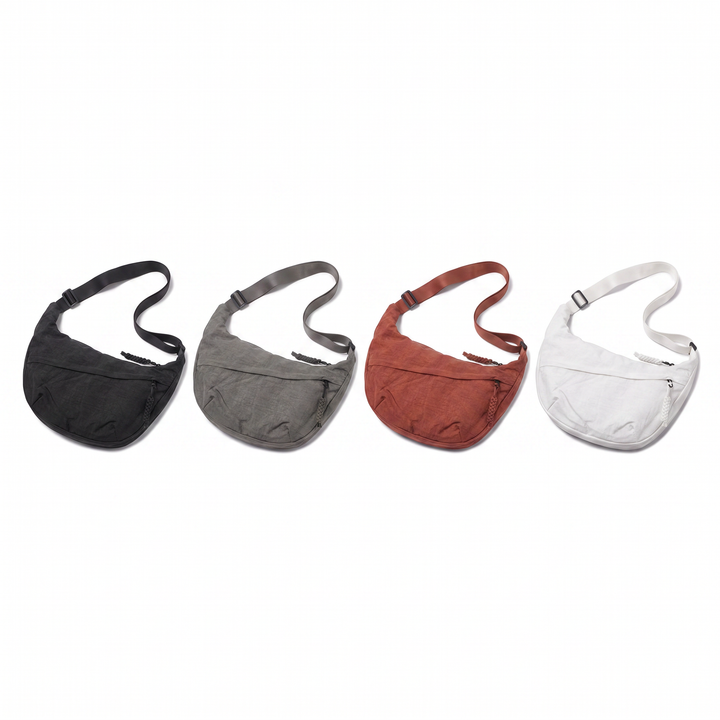 Sunoire camille black slouchy crossbody bag collection flatlay - all colorways
