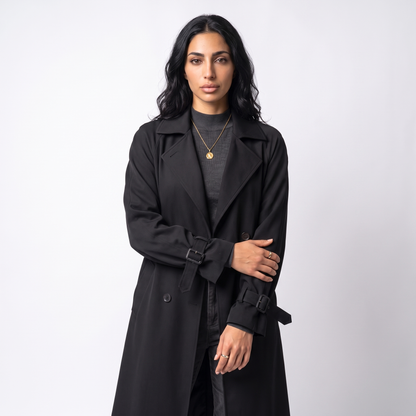 Sunoire camille classic long waterproof trench coat top front crop 01