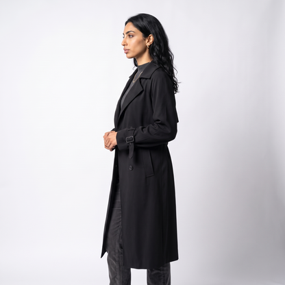 Sunoire camille classic long waterproof trench coat top side crop 01